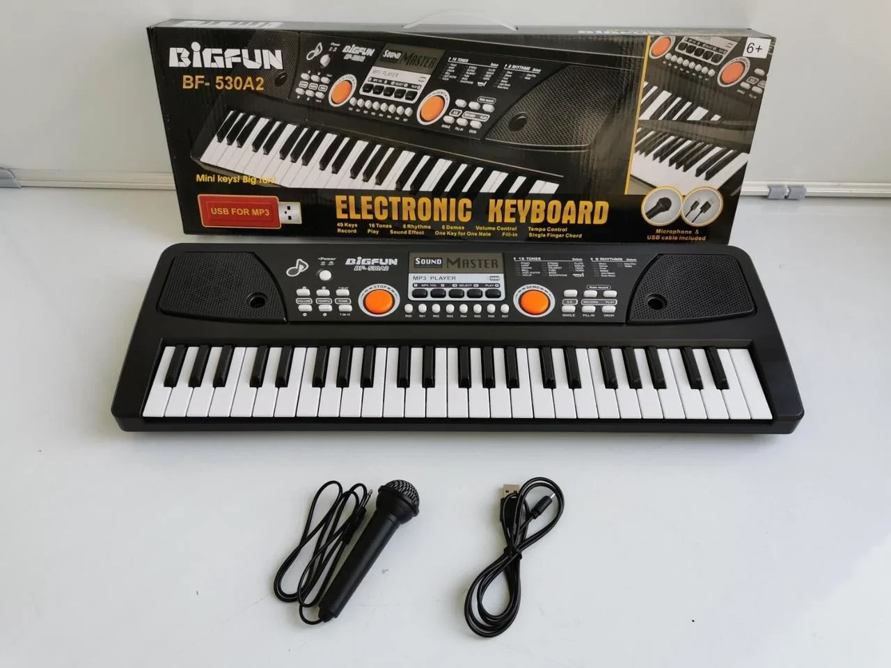 Детский синтезатор пианино 49 клавиш 530A2 с USB, от сети и от батареек - фото 2 - id-p97961476