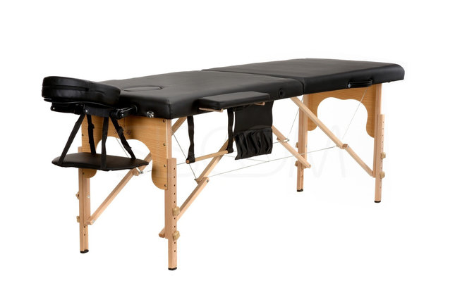 Массажный стол Atlas Sport складной 2-с 60 см деревянный + сумка в подарок (черный), фото 2