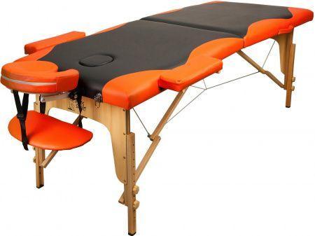 Массажный стол Atlas Sport складной 2-с 60 см деревянный + сумка в подарок (черно-оранжевый), фото 2