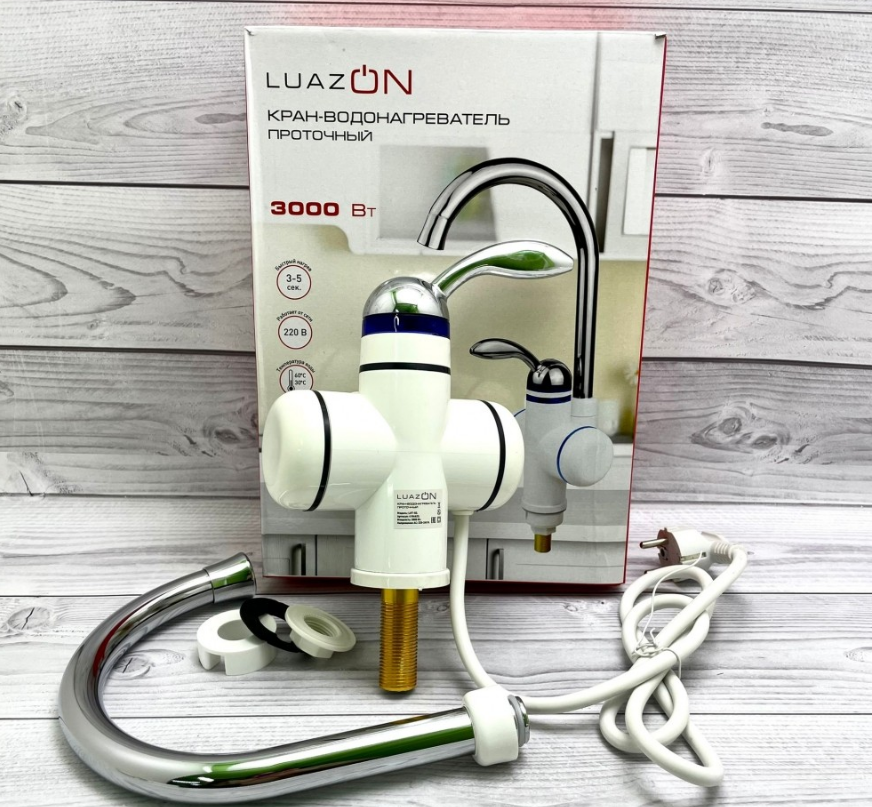 Кран-водонагреватель LuazON LHT-02, проточный, 3 кВт, 220 В, белый - фото 6 - id-p178675107