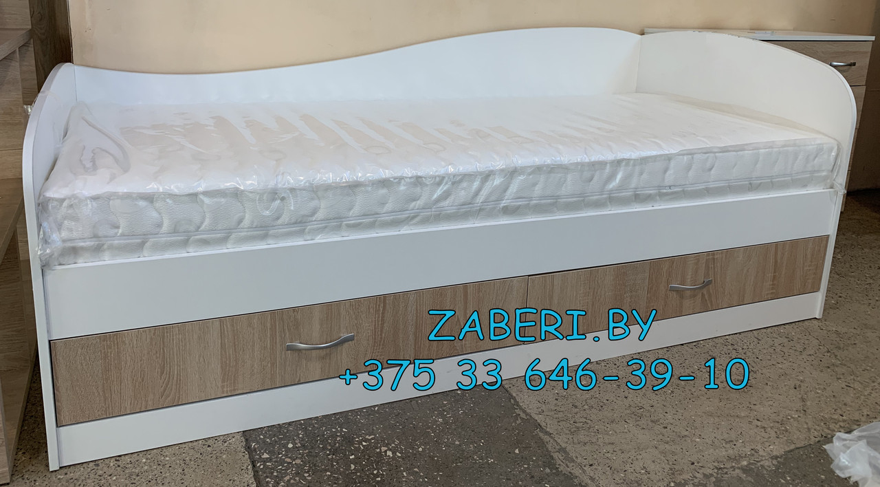 Кровать с ящиками "Лагуна-2" Мебель-Класс белый/дуб сонома - фото 3 - id-p178677225