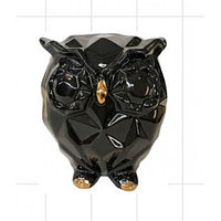 Копилка-оригами сова, черная глазурь с золотом арт.ккю-1041