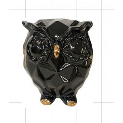 Копилка-оригами сова, черная глазурь с золотом арт.ккю-1041 - фото 1 - id-p170628296
