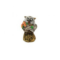 Статуэтка сова с цветами №3 бронза цветной 31 см, арт.клс-9904