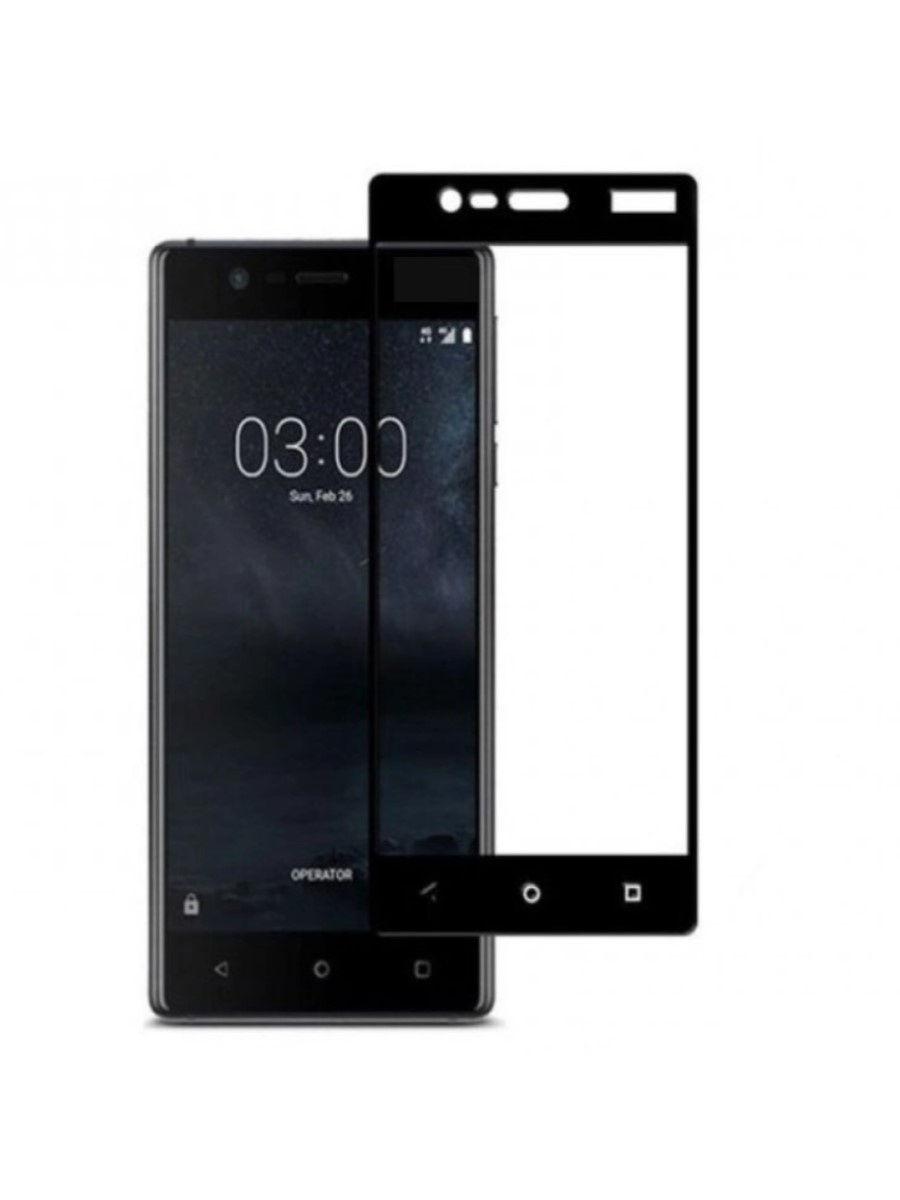Защитное стекло "Полное покрытие" Nokia 3 Черное - фото 1 - id-p178697652