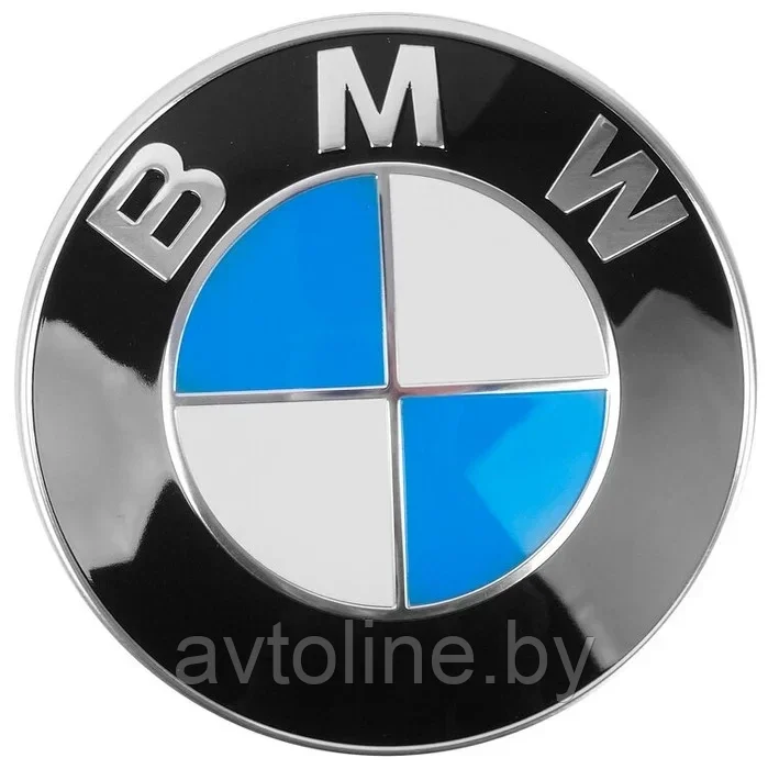 Эмблема BMW 74мм бело-синяя 51148132375-74 (черная основа)