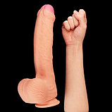 Большой фаллос на присоске с мошонкой Dual Layered Silicone Cock 28 см, фото 2