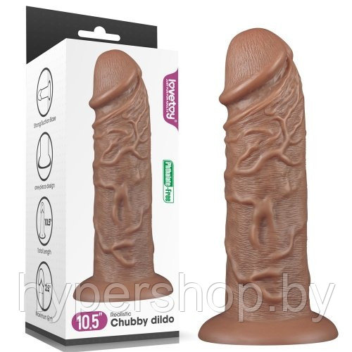 Большой фаллос-мулат без мошонки на присоске Lovetoy Realistic Chubby Dildo 27 см