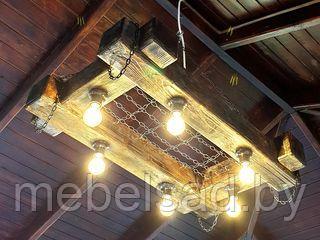 Люстра рустикальная деревянная "Лофт Премиум" на 6 ламп - фото 1 - id-p178709078