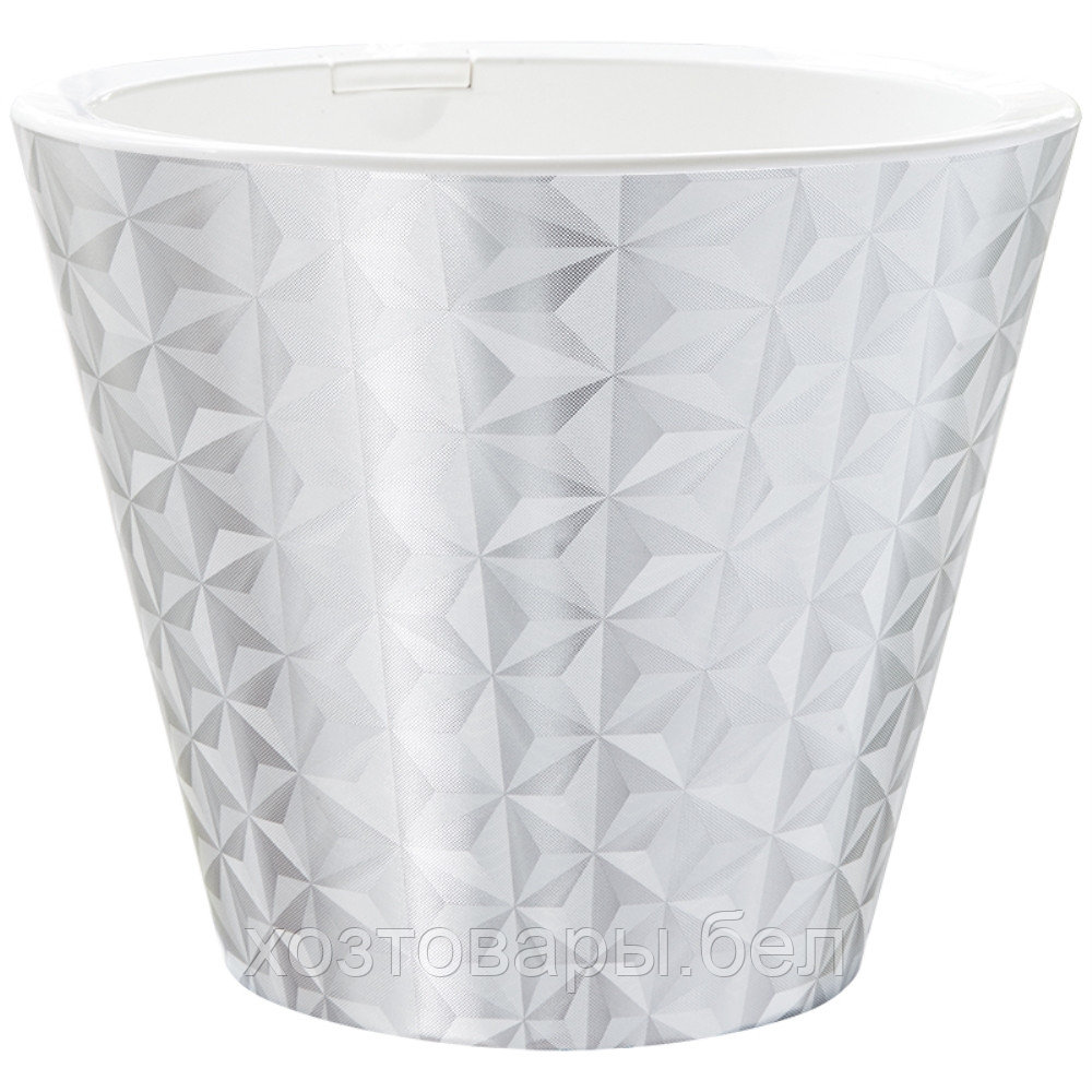 Грани кашпо 3л Белый фольга