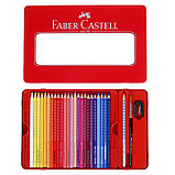 Карандаши цветные акварельные 48 цветов Faber-Castell GRIP 2001, трёхгранные с массажными шашечками,, фото 3