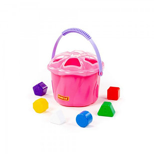 Детская развивающая игрушка-сортер "Ведро Сюрприз" (6 элементов) (розовый) (в сеточке) арт. 93479