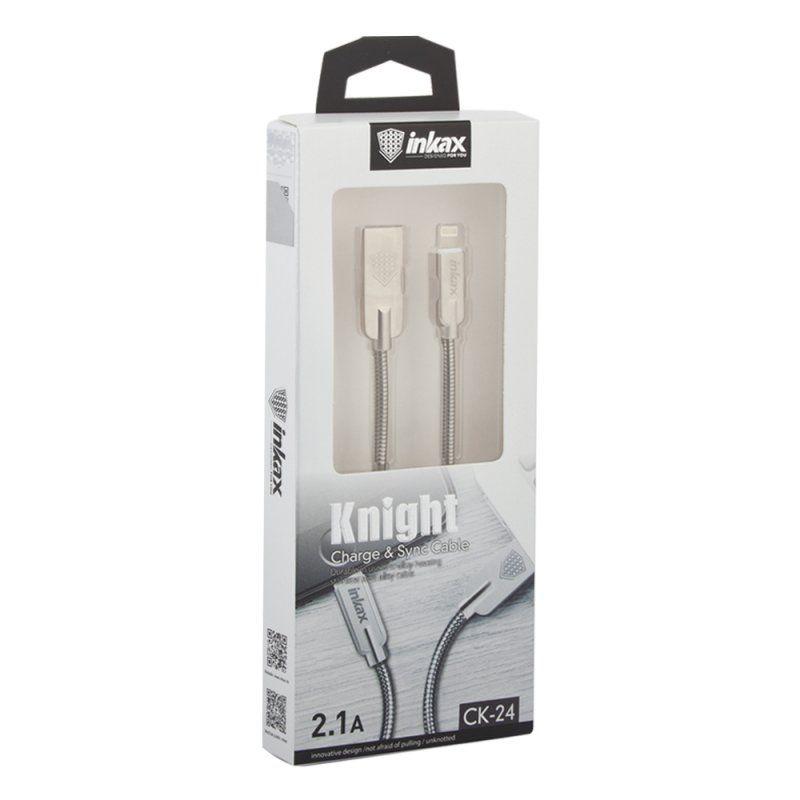 USB кабель inkax CK-24 Knight для Apple 8-pin стальная оплетка, серебро