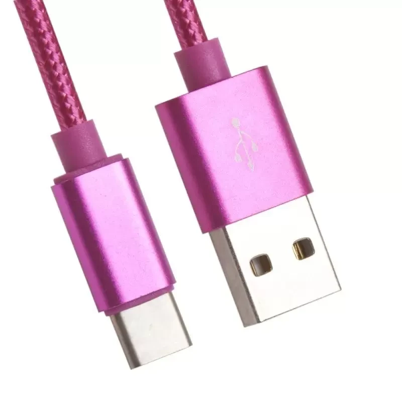 USB Дата-кабель USB - USB Type-C оплетка в катушке, 1 метр, красный