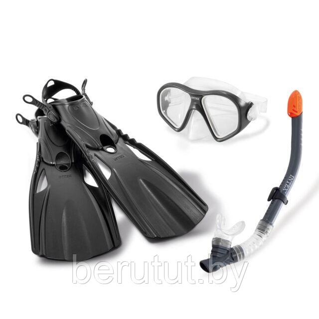 Маска, трубка и ласты для плавания Intex Reef Rider Sports / Набор для плавания для взрослых и детей от 14 лет - фото 1 - id-p178726168