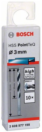 Сверло по металлу BOSCH HSS PointTeQ 3х61 мм, фото 2