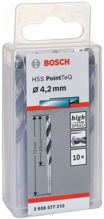 Сверло по металлу BOSCH HSS PointTeQ 4.2х75 мм 10 шт, фото 2