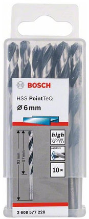 Сверло по металлу BOSCH HSS PointTeQ 6х93 мм 10 шт., фото 2