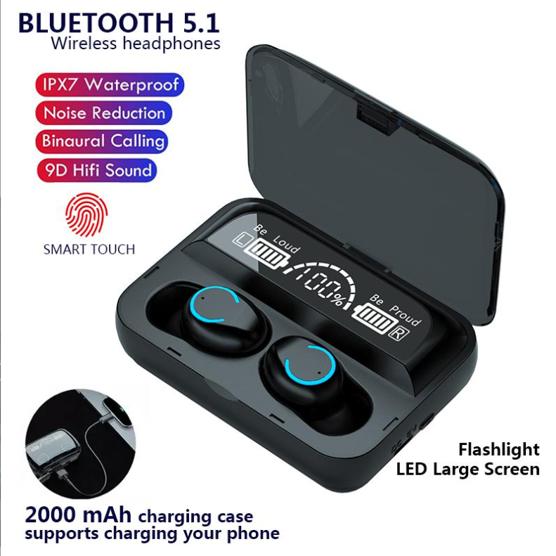 Беспроводные Bluetooth наушники с микрофоном и внешним аккумулятором TWS V 5.1 F9 - фото 1 - id-p178734068
