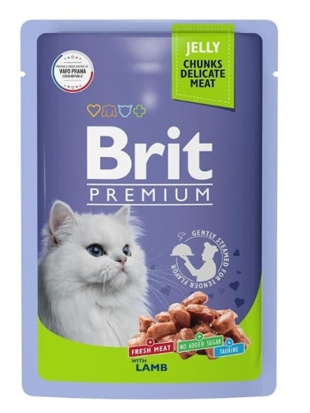 Влажный корм для кошек Brit Premium Cat (Ягненок в желе) 85 г - фото 1 - id-p178734805