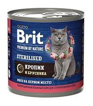 Консервы для стерилизованных кошек Brit Premium by Nature (кролик и брусника)