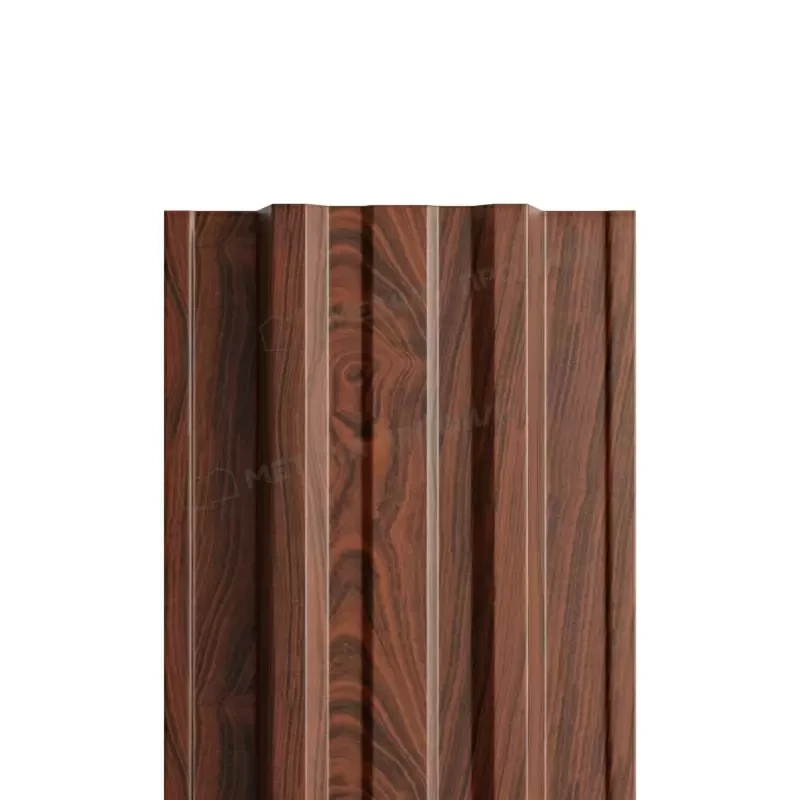Металл Профиль Штакетник металлический МП TRAPEZE-T 16,5х118 (ECOSTEEL-01-МореныйДуб-0.5)