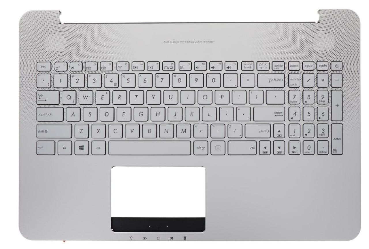 Верхняя часть корпуса (Palmrest) Asus VivoBook N752 с клавиатурой, с подсветкой, серебристый, ENG - фото 1 - id-p176882522