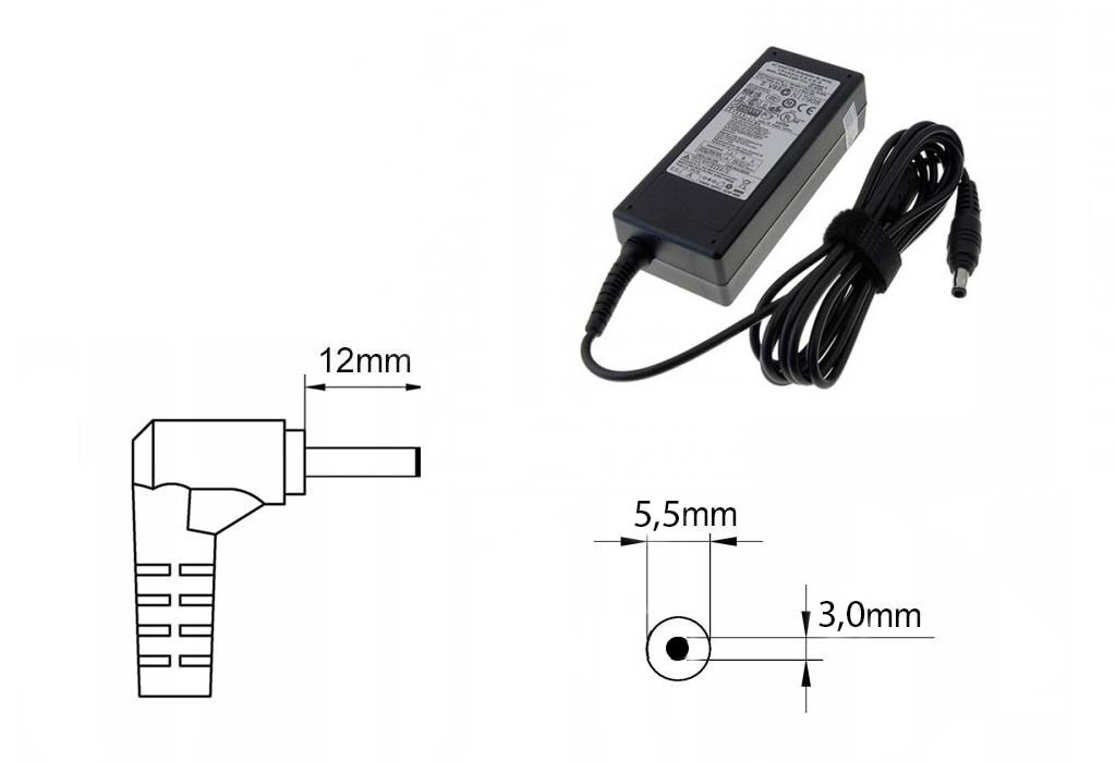 Зарядка (блок питания) для ноутбуков Samsung N210, N210 Plus, 19V 4.74A 90W, штекер 5.5x3.0 мм - фото 1 - id-p178749275