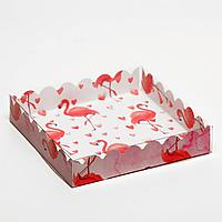 Коробочка для печенья, "Фламинго" 15 х 15 х 3 см двусторонняя