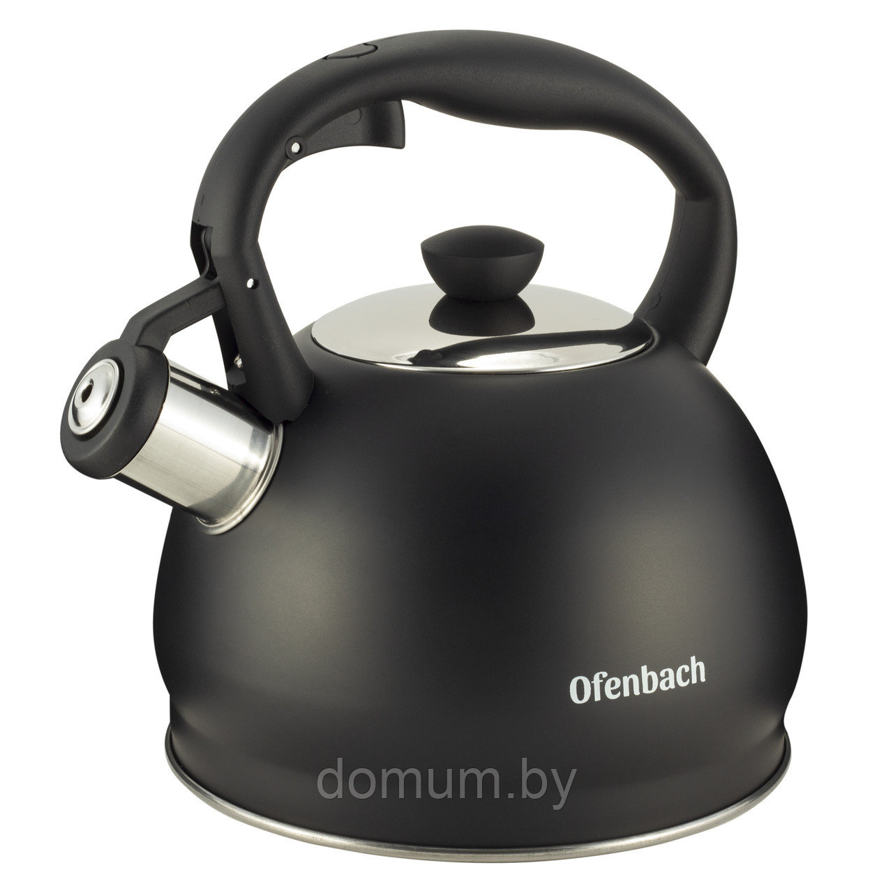 Чайник Ofenbach Черный 2л из нержавеющей стали со свистком и нейлоновой ручкой для индукции и газа KM-100300 - фото 1 - id-p178773869