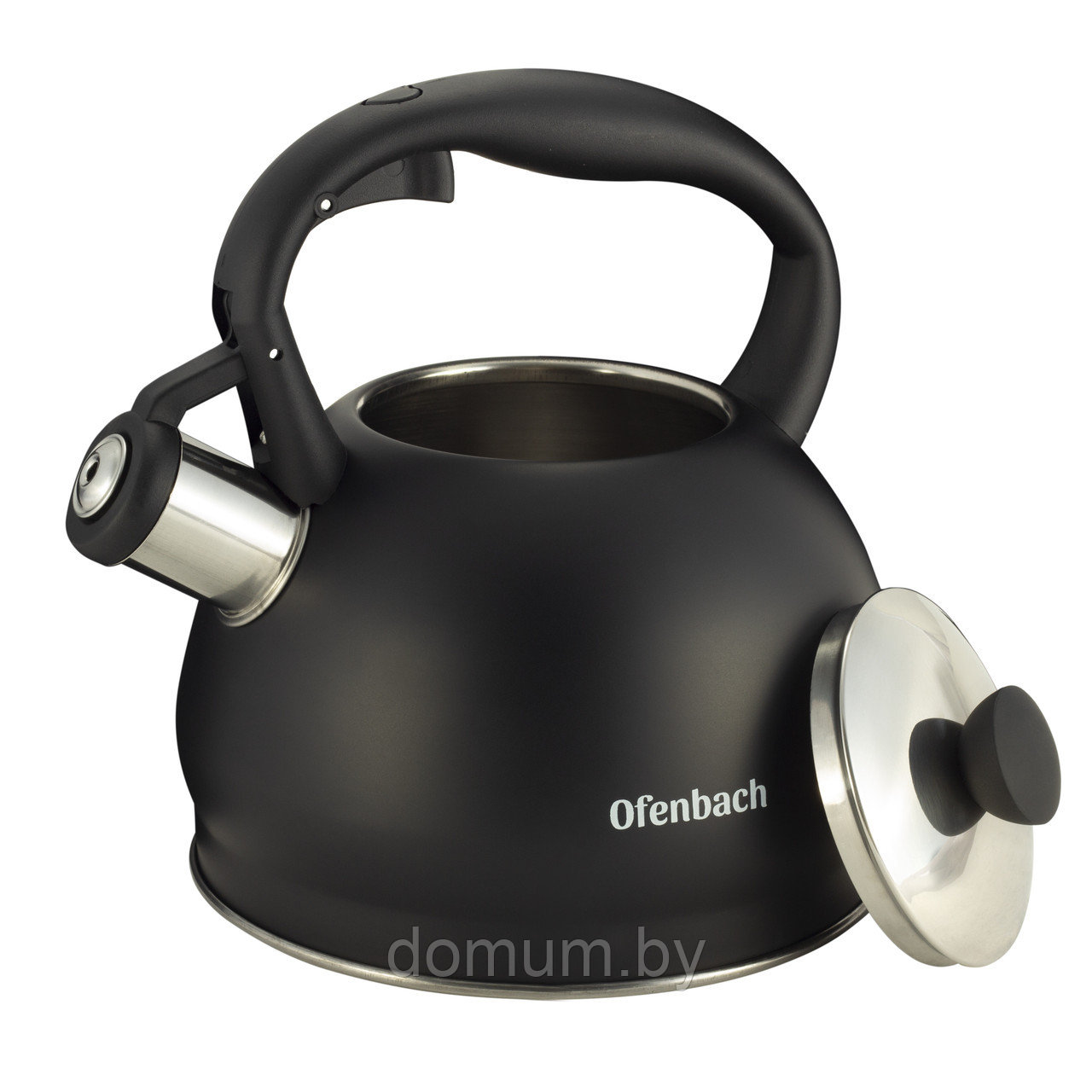 Чайник Ofenbach Черный 2л из нержавеющей стали со свистком и нейлоновой ручкой для индукции и газа KM-100300 - фото 3 - id-p178773869