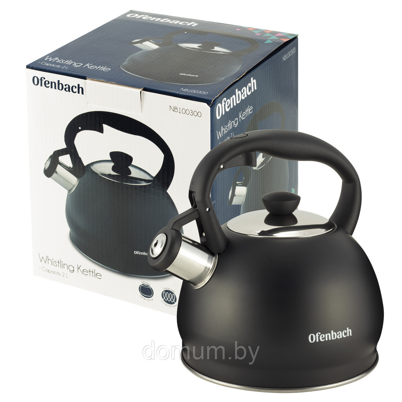 Чайник Ofenbach Черный 2л из нержавеющей стали со свистком и нейлоновой ручкой для индукции и газа KM-100300 - фото 7 - id-p178773869
