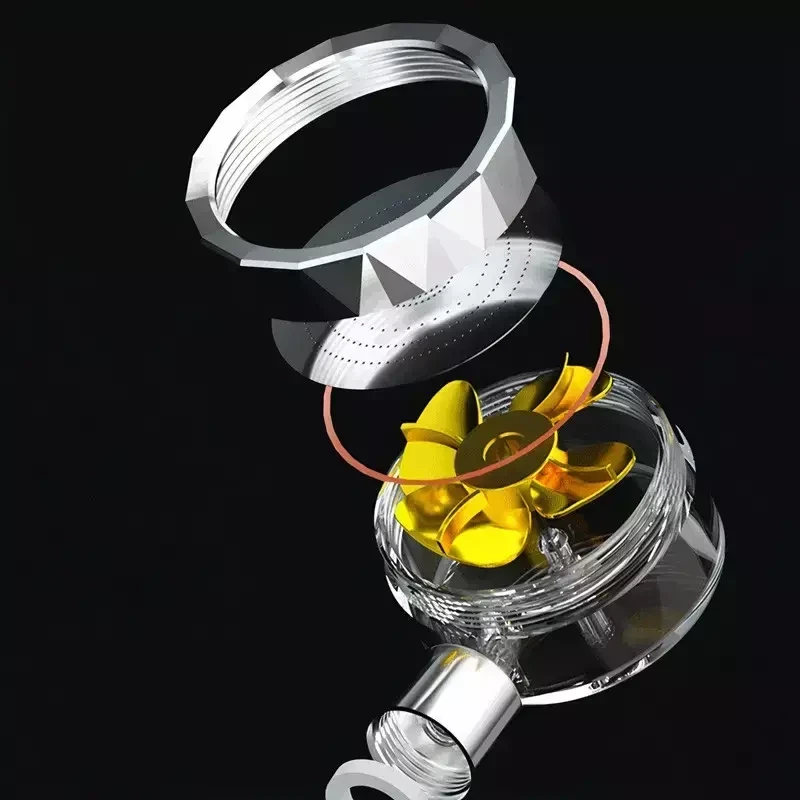 Насадка - лейка для душа с вентилятором Turbocharged Water Saving Shower SV 0615 (золото) - фото 5 - id-p168977083