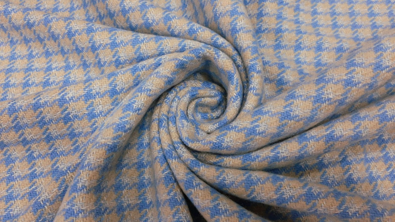 Ткань пальтовая (голубая клетка)