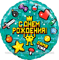 Шар фольгированный Game Time, Пиксели с Гелием