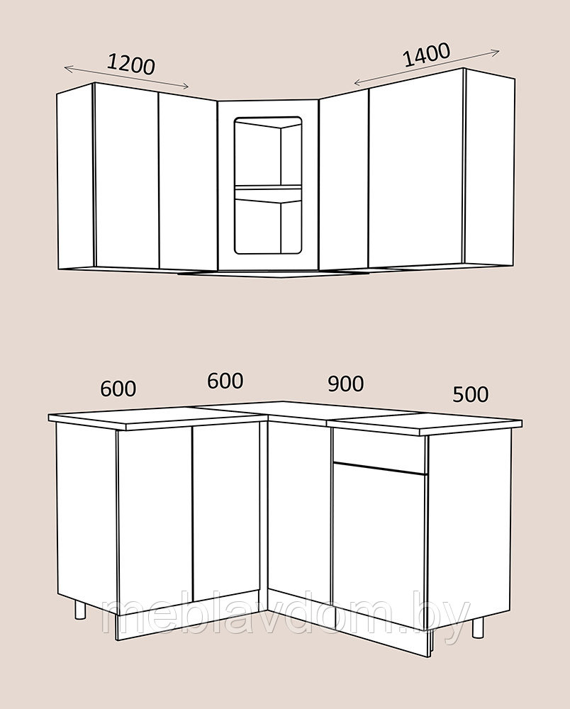 Угловая кухня Жасмин 1,2х1,4м. МДФ - фото 3 - id-p178805055