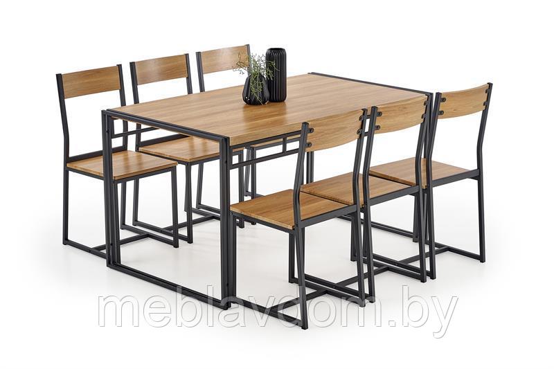 Комплект столовой мебели Halmar BOLIVA (стол + 6Стульев, дуб золотой/черный) - фото 1 - id-p178805312