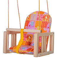 Качели ГНОМ деревянные, подвесные, мягкое сиденье, с крепежом, К-001-05