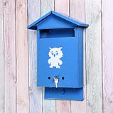 Ящик почтовый с замком, вертикальный, «Домик», синий, фото 2