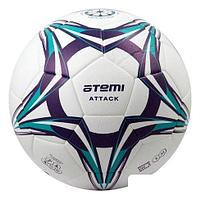 Футбольный мяч Atemi Attack PU (5 размер, белый/голубой/фиолетовый)
