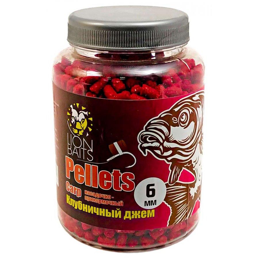 Lion Baits Пеллетс карповый Carp pellets Клубничный джем 6 мм - 300 гр