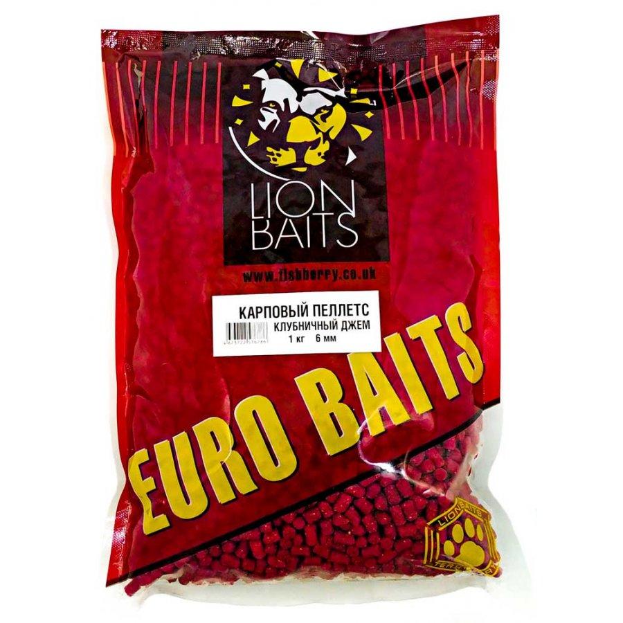 Lion Baits Пеллетс карповый Carp pellets Клубничный джем красный 6 мм - 1кг - фото 1 - id-p178841379