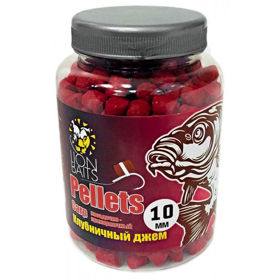 Lion Baits Пеллетс карповый Carp pellets Клубничный джем 10 мм - 300 гр
