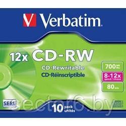 Verbatim  Диск CD-RW  700Mb 12x DataLife+ (10шт) (43148) VERBATIM 43148