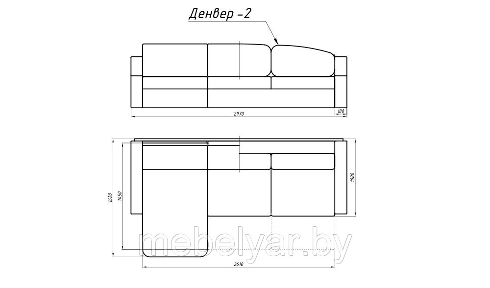 Диван угловой раскладной Лама Мебель Денвер 2 - фото 7 - id-p178863140