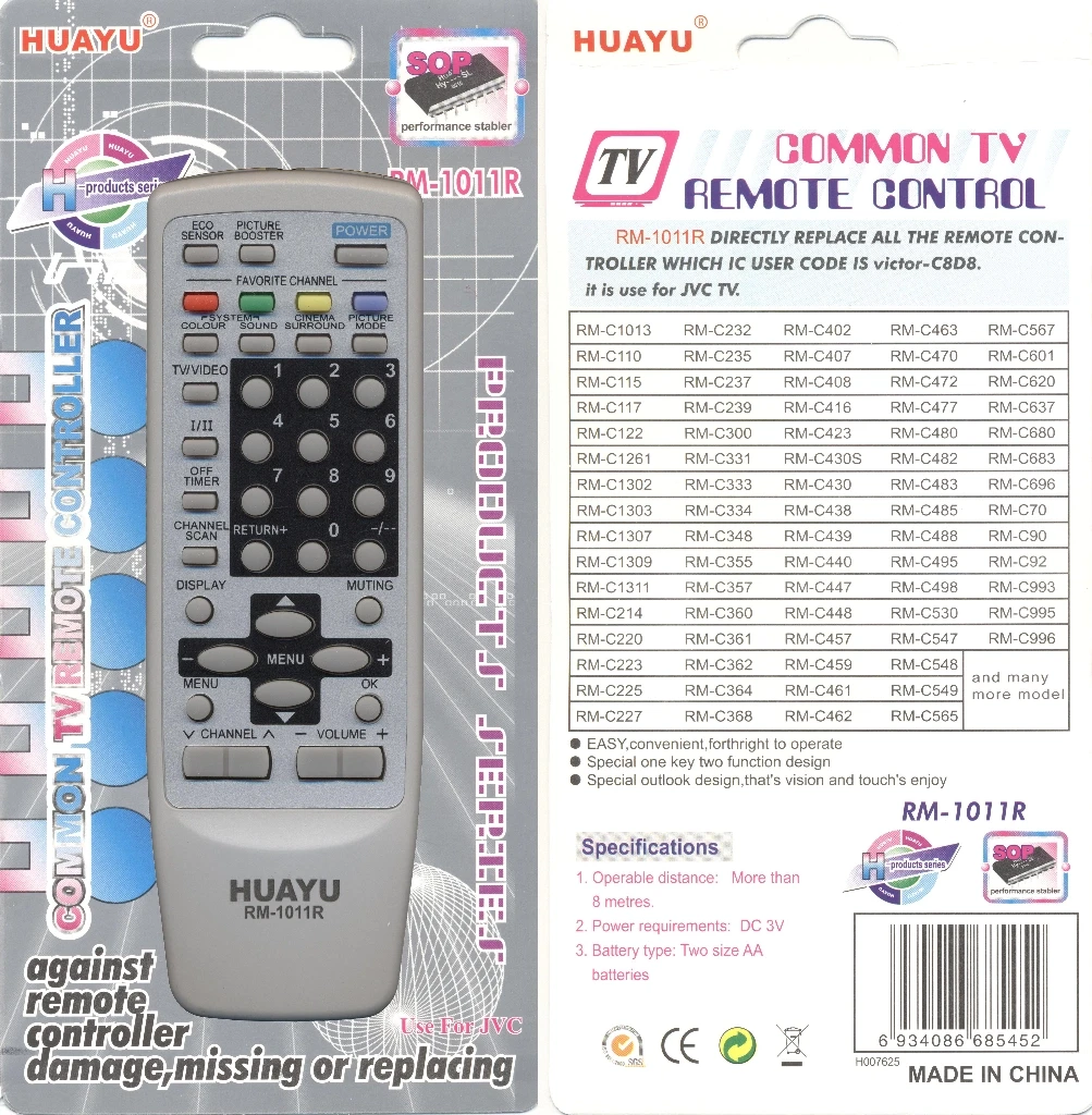 Пульт телевизионный для JVC RM-1011R универсальный - фото 1 - id-p178863733