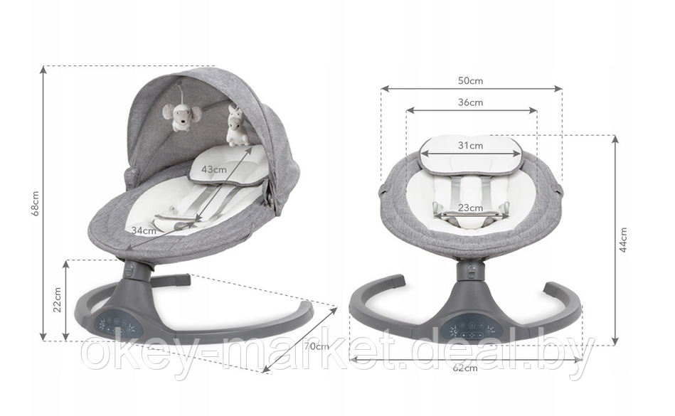 Шезлонг для малыша, кресло-качалка Kidwell Luxi BUELLUX01A1 - фото 8 - id-p178864142