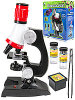 Детский набор Микроскоп "ЛАБОРАТОРИЯ" (подсветка, 3 объект., стекло,пробирки,пинцет) (арт. 1006265R)