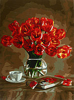 Картина по номерам на холсте «Три совы» 30*40 см, «Красные тюльпаны»