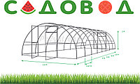Теплица под поликарбонат Садовод Широкая КАРКАС (6х3,5х2м), Труба 20х40, расстояние между дугами 0,67 метра